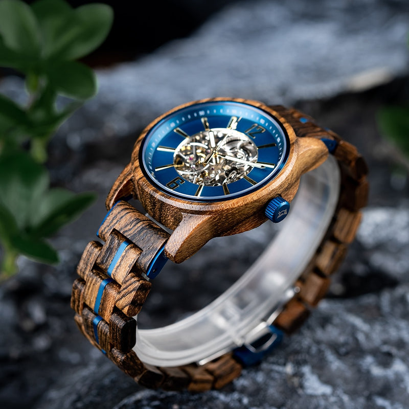 Relógio de Madeira Chronos Blue GMS