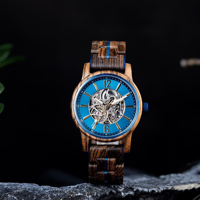Relógio de Madeira Chronos Blue GMS