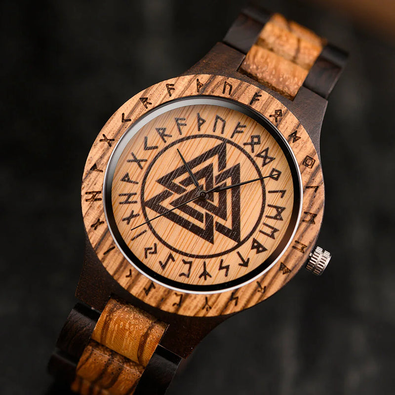 Relógio Viking de Madeira Odin